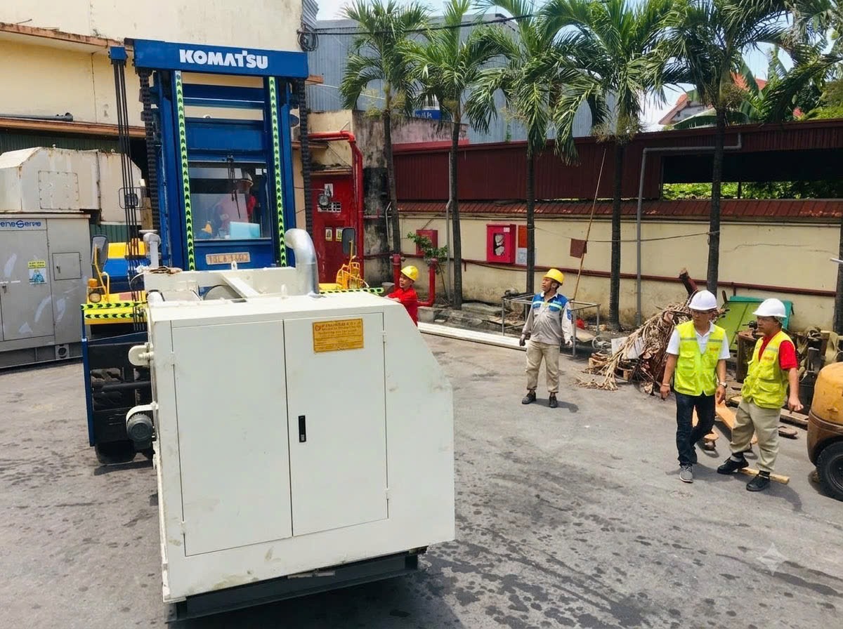 Rút ruột container bằng xe nâng hàng chuyên dụng tại KCN Hải Yên Quảng Ninh
